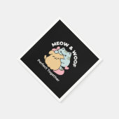 Meow & Woof perfekt zusammen - Niedliche Katze und Serviette (Ecke)