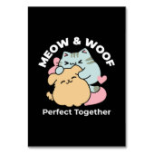 Meow & Woof perfekt zusammen - Niedliche Katze und Tischnummer (Vorderseite)