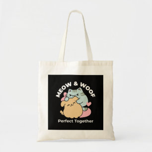 Meow & Woof perfekt zusammen - Niedliche Katze und Tragetasche