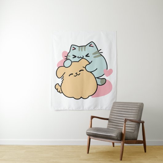 Meow & Woof perfekt zusammen - Niedliche Katze und Wandteppich (Beispiel)