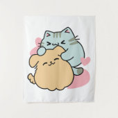 Meow & Woof perfekt zusammen - Niedliche Katze und Wandteppich (Vorderseite)