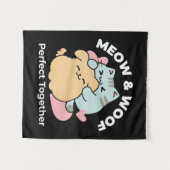 Meow & Woof perfekt zusammen - Niedliche Katze und Wandteppich (Vorderseite (Horizontal))