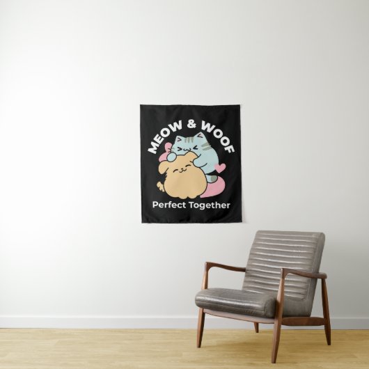 Meow & Woof perfekt zusammen - Niedliche Katze und Wandteppich (Beispiel)