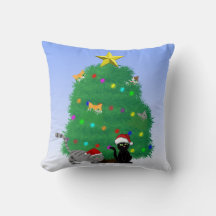 Meow-y Christmas Throw Pillow