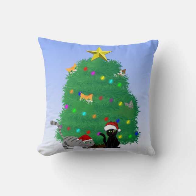 Meow-y Christmas Throw Pillow Kissen (Vorderseite)