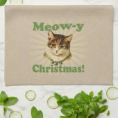 Meow--yweihnachten, niedliches küchentuch (Gefaltet)