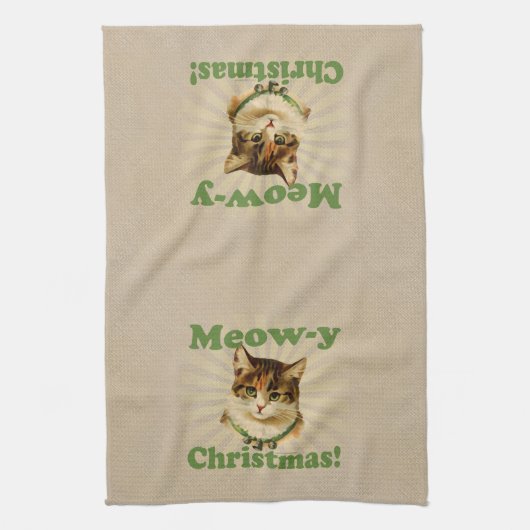 Meow--yweihnachten, niedliches küchentuch (Vertikal)