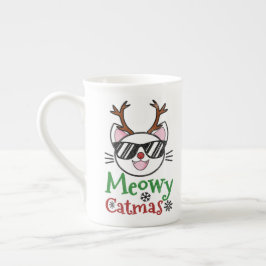Meowa Catmas Christmas Kitty Cat Red Nose Reindeer Porzellantasse