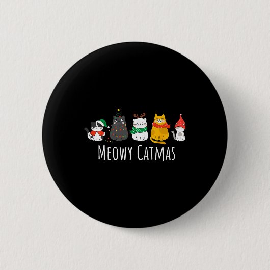Meowa Catmas Niedlich Cat Weihnachtsmannmütze Weih Button (Vorderseite)