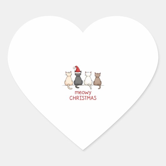 Meowa Catmas Weihnachten Niedlich Kitten Katzen We Herz-Aufkleber (Vorderseite)