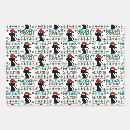 Meowa Catmas Weihnachten Weihnachtskat Ugly Sweate Geschenkpapier Set (Vorderseite)