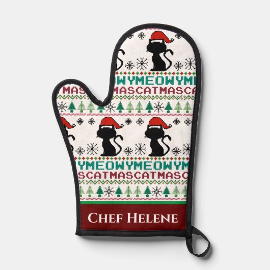 Meowa Catmas Weihnachten Weihnachtskat Ugly Sweate Ofenhandschuh (Vorderseite)