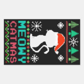 Meowa Catmas Weihnachten Weihnachtskat Ugly Sweate Rechteckiger Aufkleber (Vorderseite)