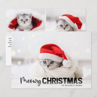 Meowa Christmas 3 Foto Cat Lover Pet Holiday Card Feiertagskarte