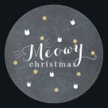 Meowa Christmas Black Chalkboard Cat Star Holiday Runder Aufkleber<br><div class="desc">Dieser niedliche Weihnachtsaufkleber mit seinen goldenen Imitaten und dem weißen Katzengesicht auf schwarzem Chalkboard-Hintergrund. Personalisieren Sie Ihre Bedürfnisse. Mehr passende Produkte finden Sie in meinem Geschäft.</div>