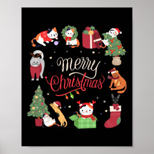 Meowa Christmas Cat Christmas Girls Boys Funny San Poster