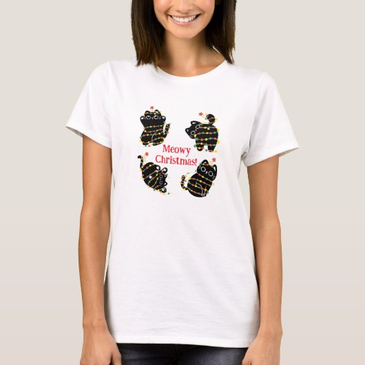 Meowa Christmas Cat T - Shirt - Funny Holiday T-Sh (Vorderseite)