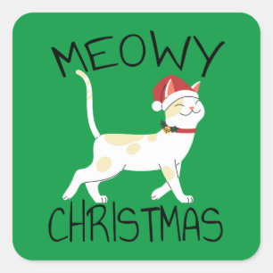 Meowa Christmas - Funny Christmas Quadratischer Aufkleber