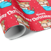 Meowa Christmas Pattern Funny Cat Christmas Wrappi Geschenkpapier (Rolleneckpunkt)