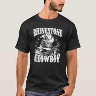 Meowboy Lustiger Meow Cowboy Katze spielt Gitarre T-Shirt