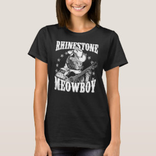 Meowboy Lustiger Meow Cowboy Katze spielt Gitarre T-Shirt