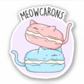 Meowcarons Funny Macaron Pun Aufkleber (Vorderseite)