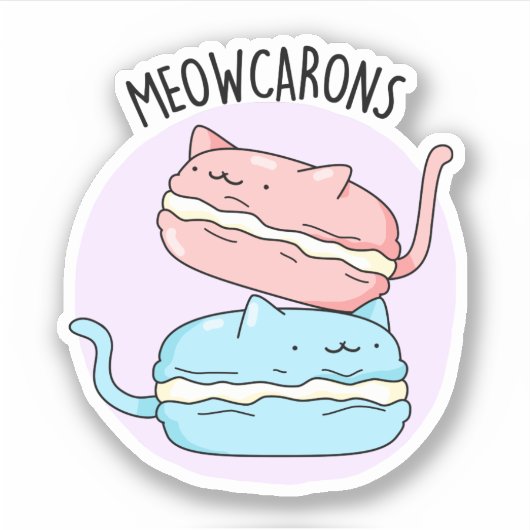 Meowcarons Funny Macaron Pun Aufkleber (Vorderseite)