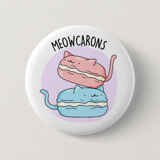 Meowcarons Funny Macaron Pun Button (Vorderseite)