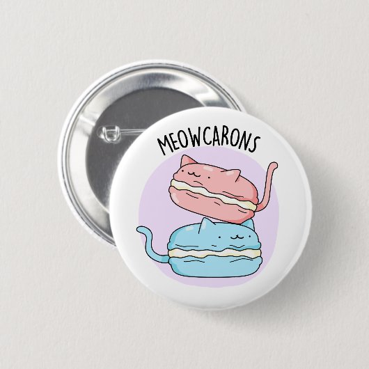 Meowcarons Funny Macaron Pun Button (Vorne & Hinten)