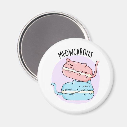 Meowcarons Funny Macaron Pun Magnet (Vorderseite/Rückseite)