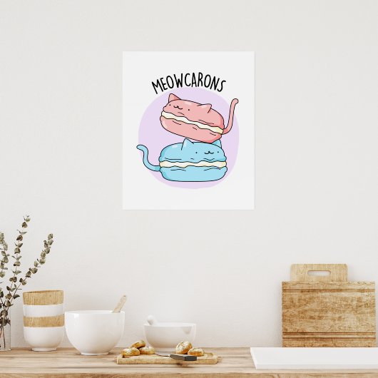 Meowcarons Funny Macaron Pun Poster (Küche)
