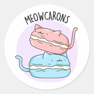 Meowcarons Funny Macaron Pun Runder Aufkleber