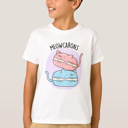 Meowcarons Funny Macaron Pun T-Shirt (Vorderseite)