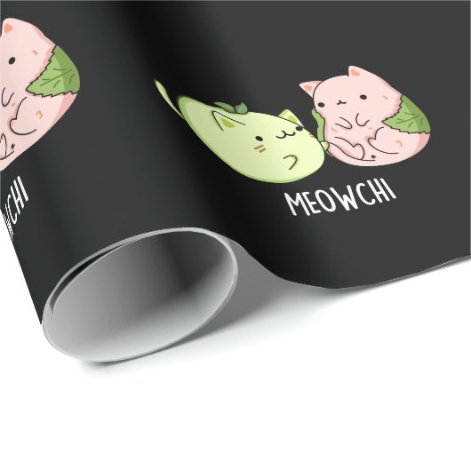 Meowchi Funny Mochi Food Pub Dark BG Geschenkpapier (Rolleneckpunkt)