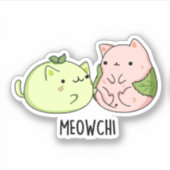 Meowchi Funny Mochi Pun Aufkleber (Vorderseite)