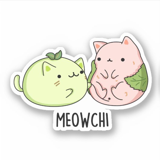 Meowchi Funny Mochi Pun Aufkleber (Vorderseite)