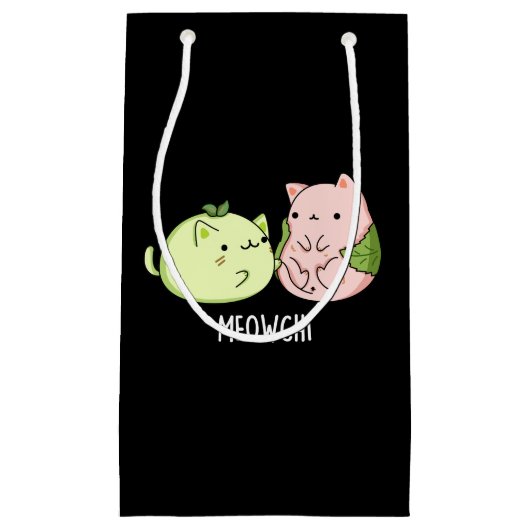 Meowchi Funny Mochi Pun Dark BG Kleine Geschenktüte (Vorderseite)