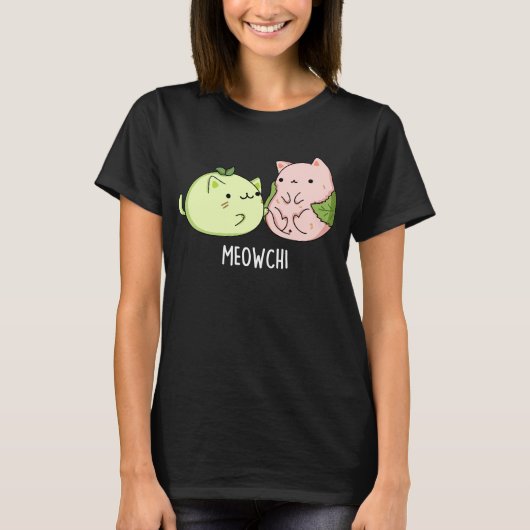 Meowchi Funny Mochi Pun Dark BG T-Shirt (Vorderseite)