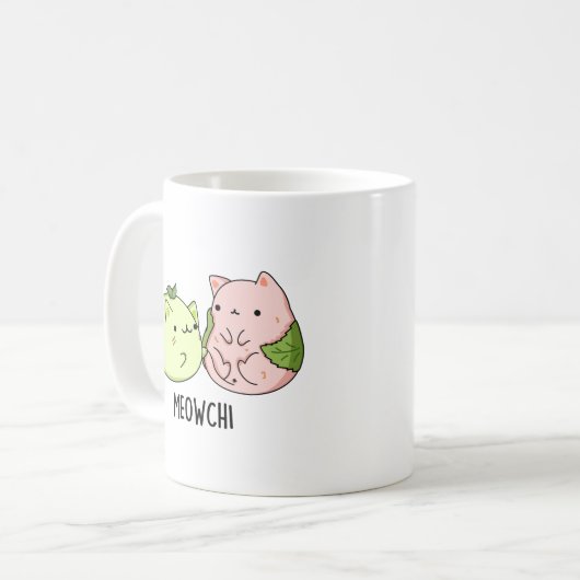 Meowchi Funny Mochi Pun Kaffeetasse (Vorderseite Links)