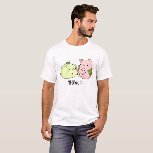 Meowchi Funny Mochi Pun T-Shirt (Vorne ganz)