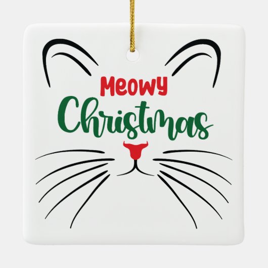 MeowChristmas Custom Kitty Cat Foto Weihnachten Keramikornament (Rückseite)
