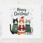 MeowChristmas Funny Cat Weihnachten Weihnachten We Schaumweinetikett (Einzelnes Label)