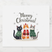 MeowChristmas Funny Cat Weihnachten Weihnachten We Schaumweinetikett (Einzelnes Label)