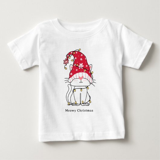 MeowChristmas Funny Niedliche Weihnachtskatze Baby T-shirt (Vorderseite)