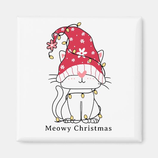 MeowChristmas Funny Niedliche Weihnachtskatze Magnet (Vorne)