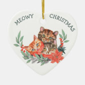 MeowChristmas Niedliche Kitten Wreath Kids Keramik Ornament (Vorne)