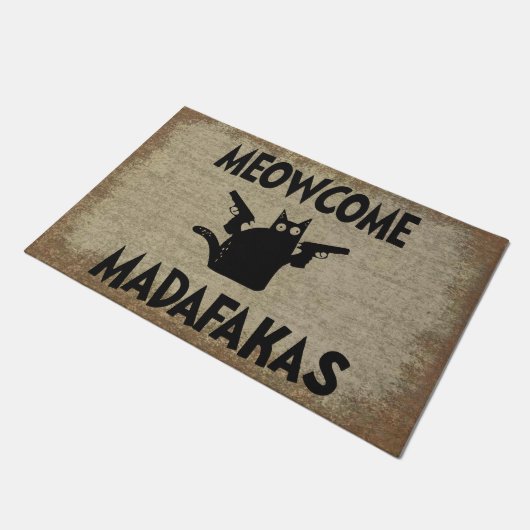 Meowcome Madafakas Doormat | Funny Cat Lover Gesch Fußmatte (Schrägansicht)