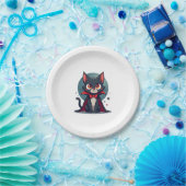 Meowcula Funny Cat Vampire Dracula Halloween Pappteller (Party)