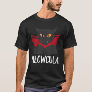 Meowcula Lustiger Halloween-Katze Vampir Dracula K T-Shirt