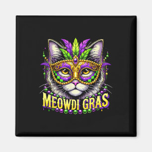 Meowdi Gras Mardi Gras Carnival Pet Kitty Meow Cat Magnet